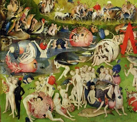 Le Jardin des délices : Allégorie du luxe, panneau central du triptyque, vers 1500 (détail)